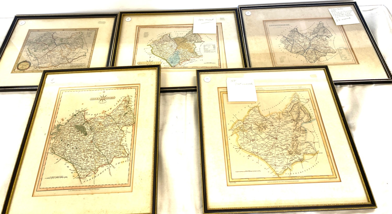 5 Framed maps of Leicestershire