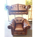 High quality Chesterfield 2 seater and chair in very good condition