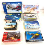 Selection of 8 boxed craft models to include, Revell CH-47 D Chinook, Vampire FB5/J, Matchbox