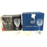 6 Boxed Royal Doulton wine glasses and selection of bohemian crystal glasses