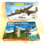 2 boxed craft models, ESCI Delta Mirage 1;48, Airfix Avro Lancaster B1 Special