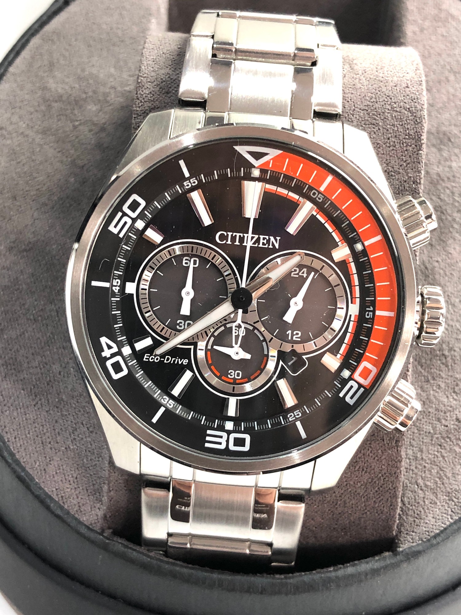 Citizen Eco-drive gents chronograph wristwatch in as new boxed condition working order but no - Image 4 of 7