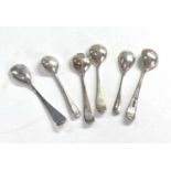 6 silver hallmarked salt spoons