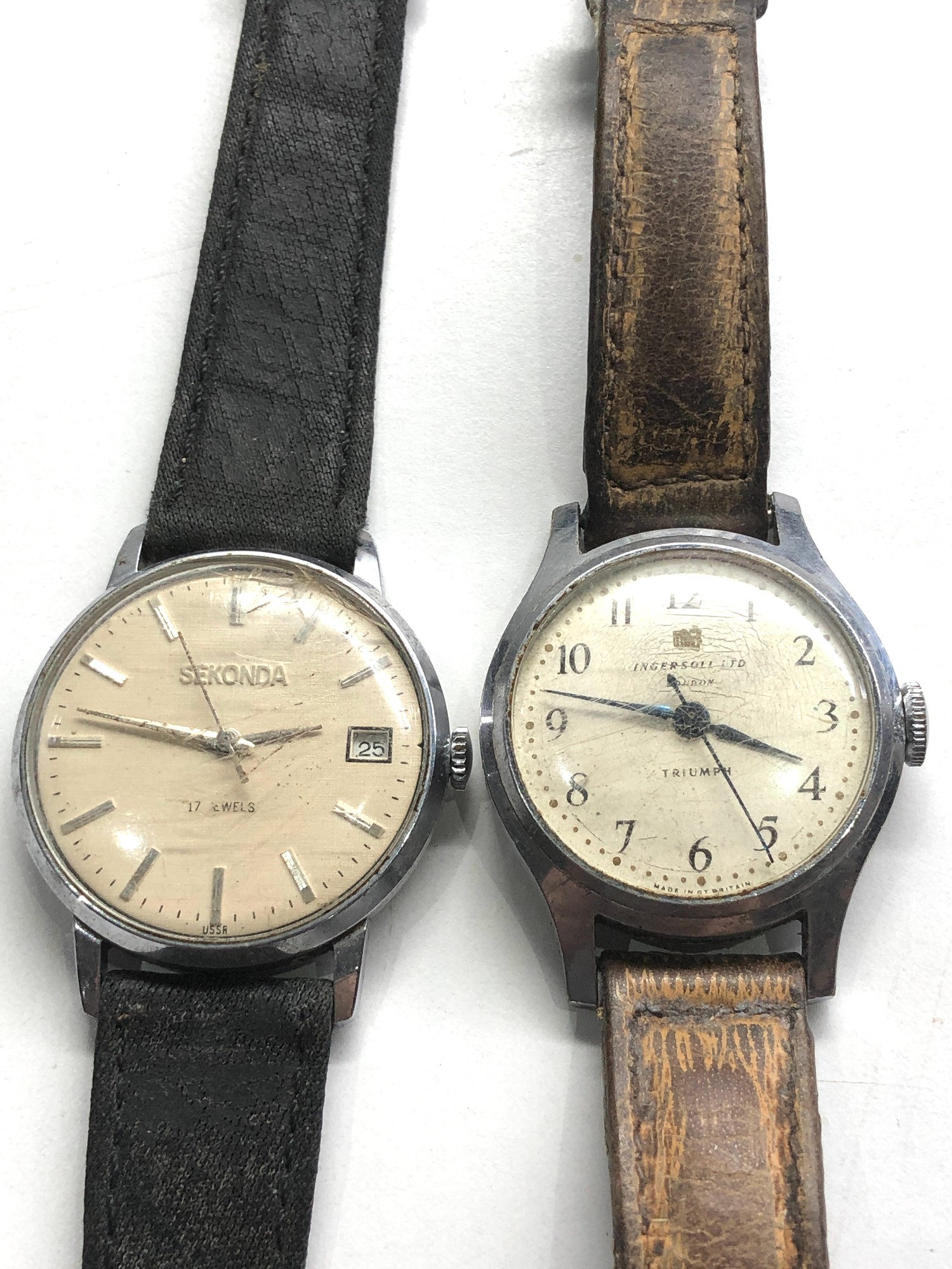 Selection of 4 vintage gents wrist watches includes towne ingersoll sekonda hirco sports untested - Image 2 of 4