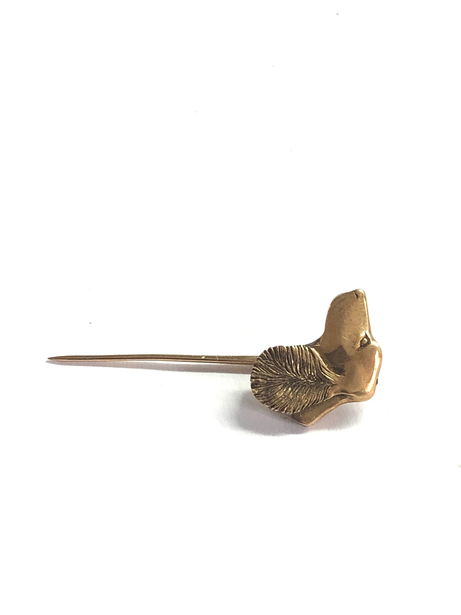 Vintage 9ct gold dog stick pin measures approx 4.2cm long hallmarked 375 on back of head weight 4g - Image 2 of 5