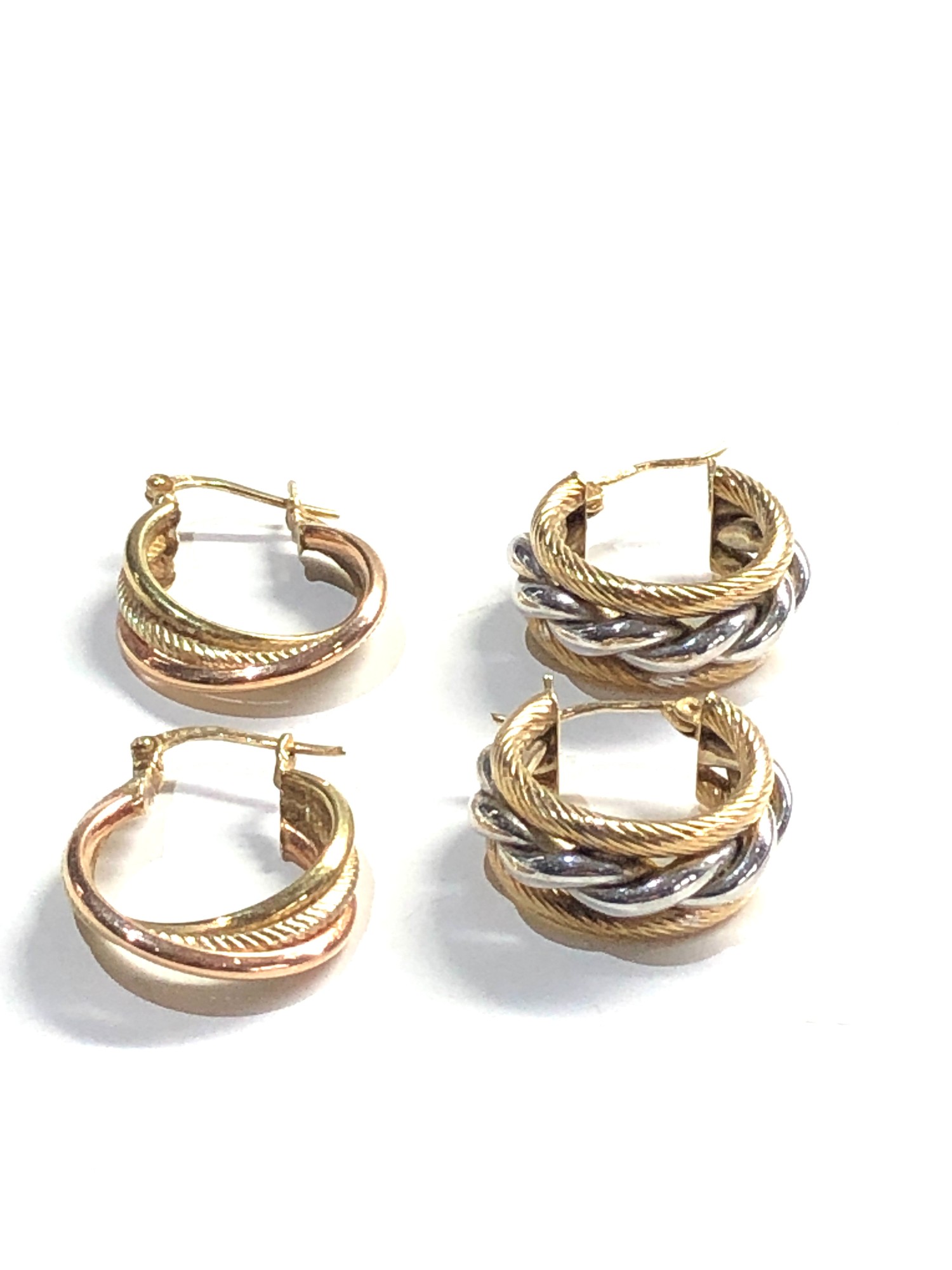 2 x 9ct Gold hoop earrings 5.9g - Image 2 of 2