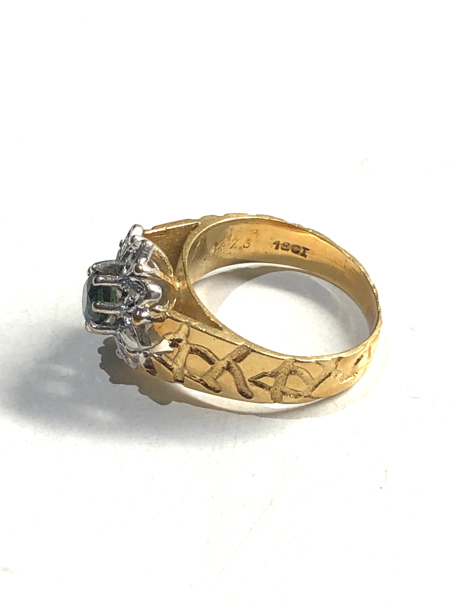 Vintage 18ct gold ring set with sapphire & diamonds 5.8g - Image 3 of 4
