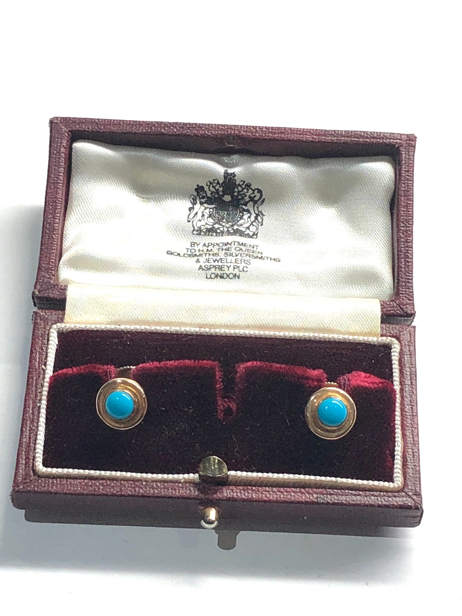 9ct A pair of signed Asprey dress studs in original box 3.2g