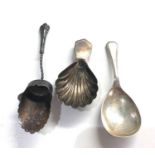 3 antique silver caddy spoons