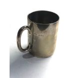 Antique silver christening mug Birmingham silver hallmarks 75g engraved initials