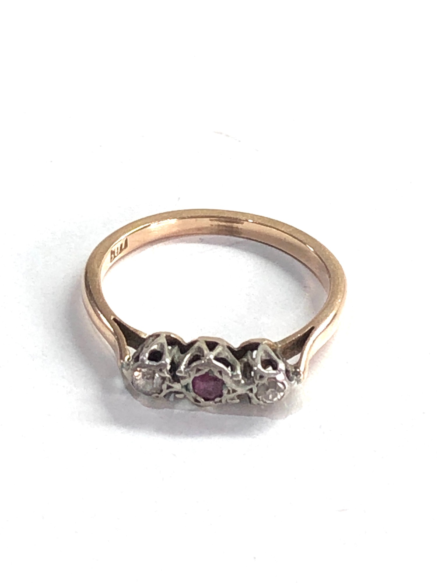 Antique 18ct gold diamond trilogy ring 2.1g