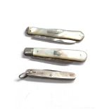 3 antique fruit knives 2 with silver blades