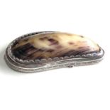 Antique silver and shell snuff box measures approx 8.3cm by 4cm xrt as silver no hallmarks