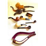 Box of assorted antique pipes including briar and Meerschaum