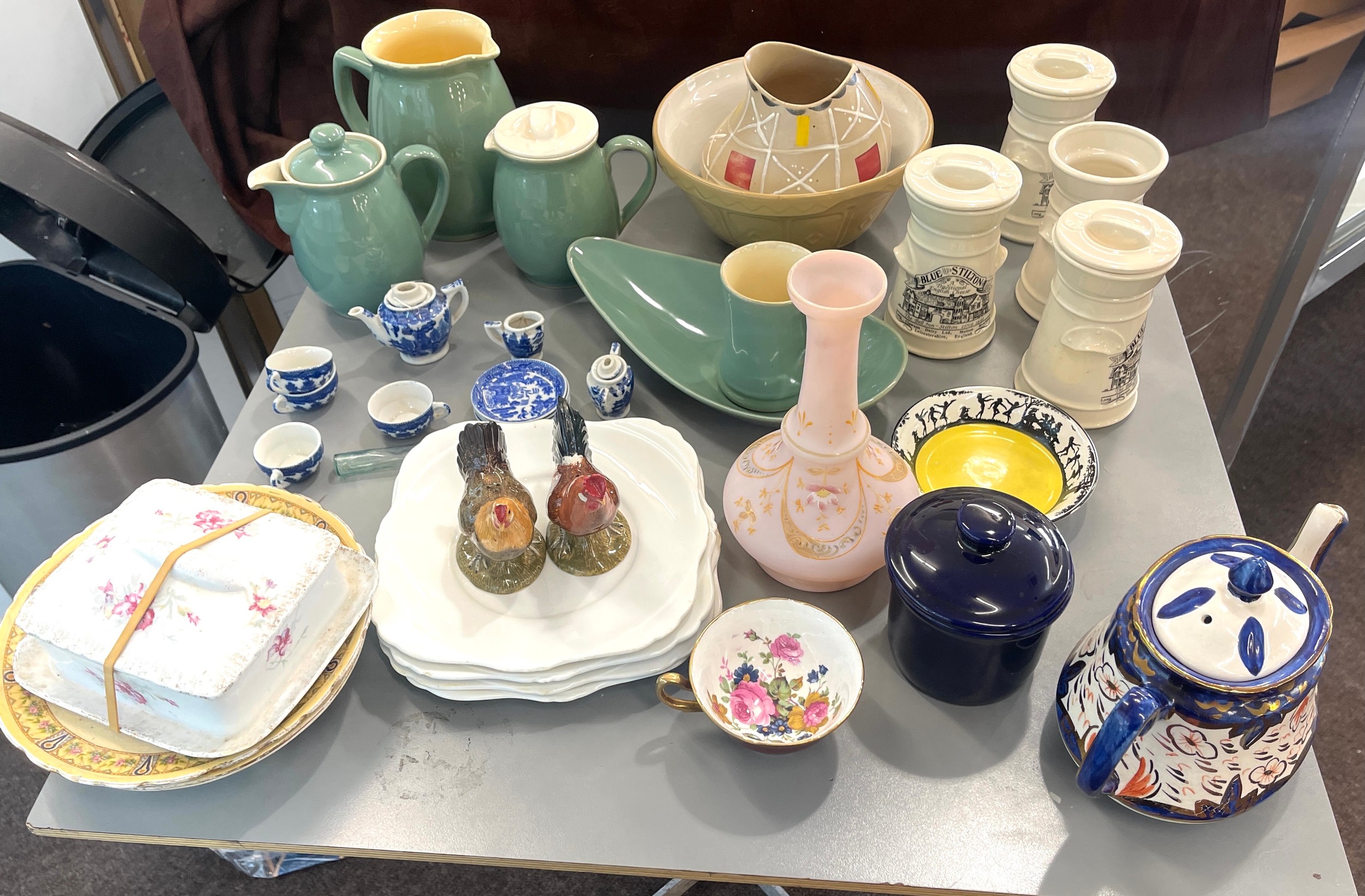 Selection of miscellaneous pottery items to include miniature dolls house tea set, Denby, etc