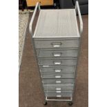 Metal multi drawer storage unit, missing one drawer, approximate height: 36 inches