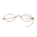 Antique hallmarked gold rim spectacles, one arm missing, high carat