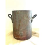 Antique large heavy copper tall saucepan, LMS dining car Euston, approximate measurements: Height 12