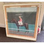 Framed Bryan Organ (born 1935) The Jockey; L Piggott on a horse print measures approx 82 cm by