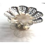 Antique silver pierced sweet dish by edward viners weight 154g