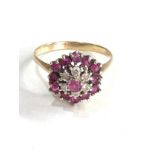 9ct gold diamond & ruby ring 2.5g