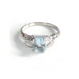 9ct white gold aqua ring 2.6g