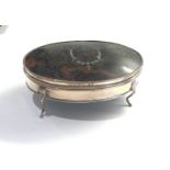 Large Antique silver and tortoiseshell jewellery box measures approx 15cm by 10.7cm height 6cm