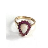 9ct gold ruby & opal ring 3.1g