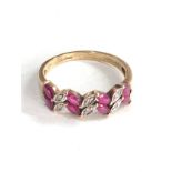 9ct gold diamond & ruby ring 2.4g