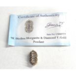 Certificated medina morganite & diamond pendant 2.6g