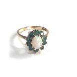 Vintage 9ct gold emerald & opal ring 2.8g