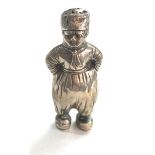 Antique dutch boy silver pepper hinged head hallmarked xrt tested as silver measures height 7.2cm