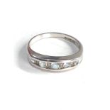 9ct white gold diamond & aqua ring 2.8g