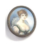 Antique framed Miniature painting on ivory measures approx 8.3cm by 6.8cm hairline crack to ivory as