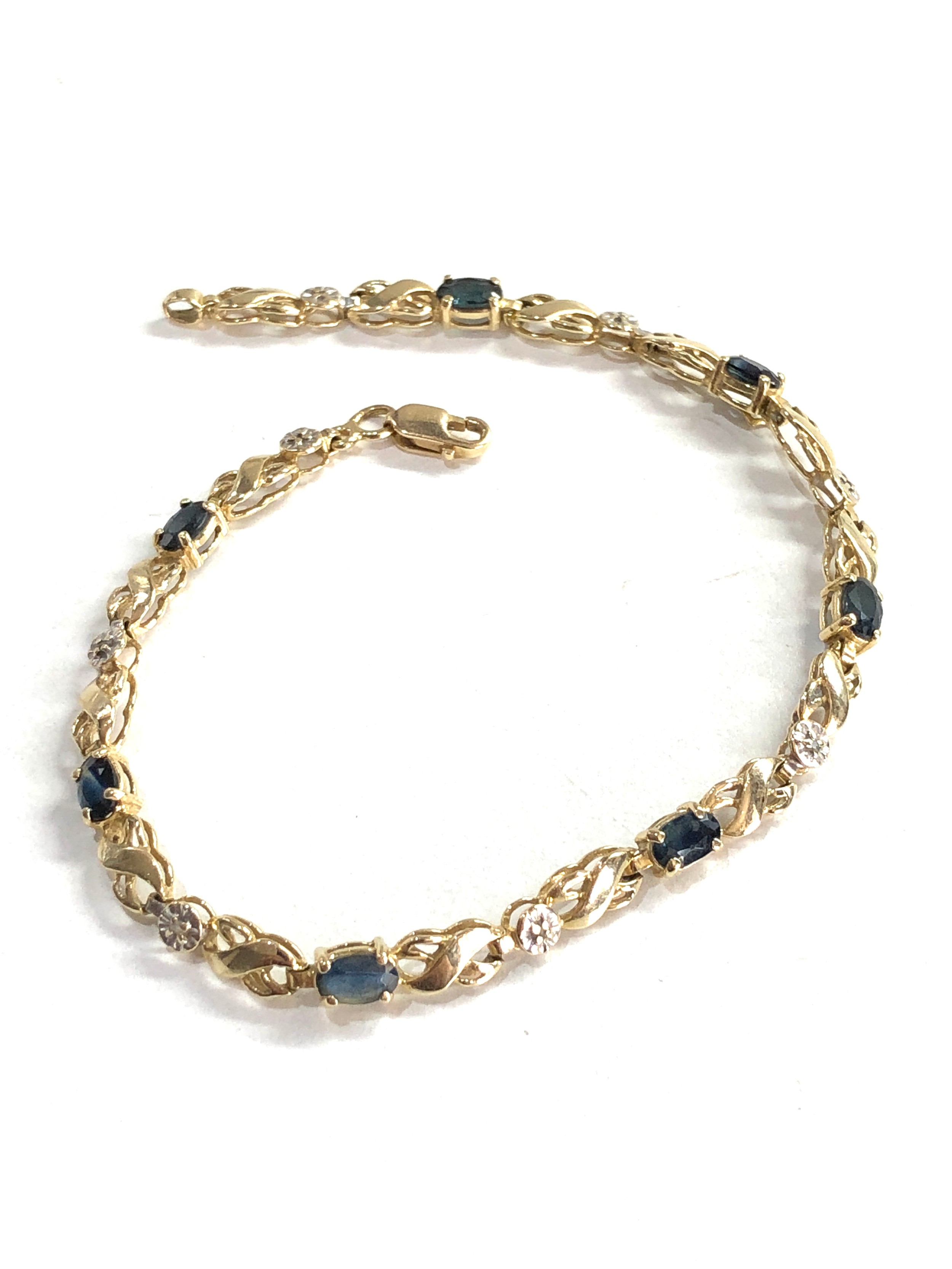 14ct gold sapphire & diamond tennis bracelet (5.4g)