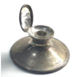 silver desk inkwell Birmingham silver hallmarks measures approx 13.2cm dia height 6.2cm presentation