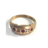 Victorian 9ct gold garnet and seed-pearl ring 1.8g