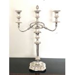 Large silver candelabra, sheffield silver hallmarks filled damage to base