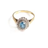 9ct gold diamond & topaz ring 2.2g