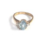 Vintage 9ct gold Aqua & diamond ring 2.9g