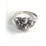 9ct white gold diamond pearl ring 3g