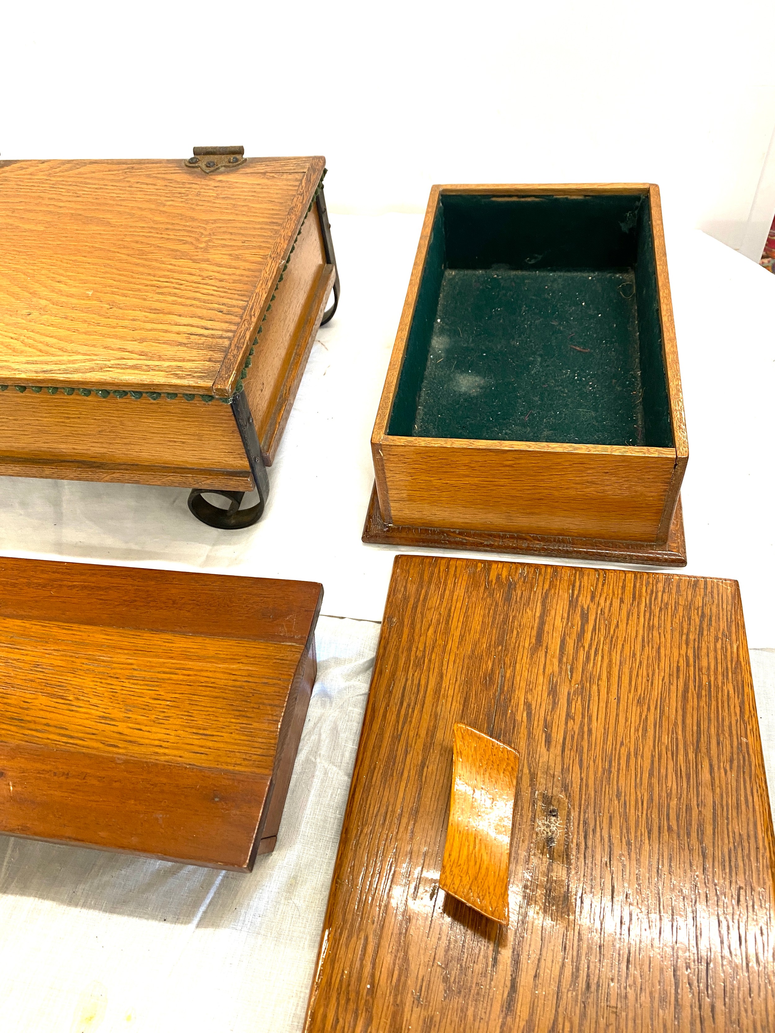 3 Vintage oak lined boxes - Image 2 of 2