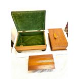 3 Vintage oak lined boxes