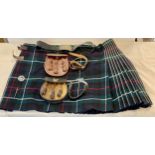 Mens kilt, belt, cape and 2 sporrans