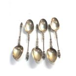 6 large antique victorian silver apostle spoons 238g