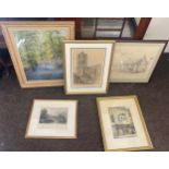 5 Framed prints, signed, various scenes