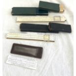 3 Vintage cased sliding rulers