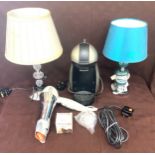 Selection of electrical items includes lamps, coffee machine etc