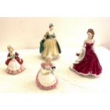 Selection of 4 Lady figures, 1 Royal Worcester Golden Moments Ruby wedding anniversary, Royal
