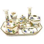 Antique Noritake 9 piece dressing set with candlesticks, marks to base